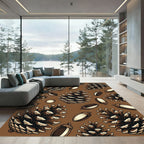 Earthy Brown Pine Cone Acorn Forest Rug