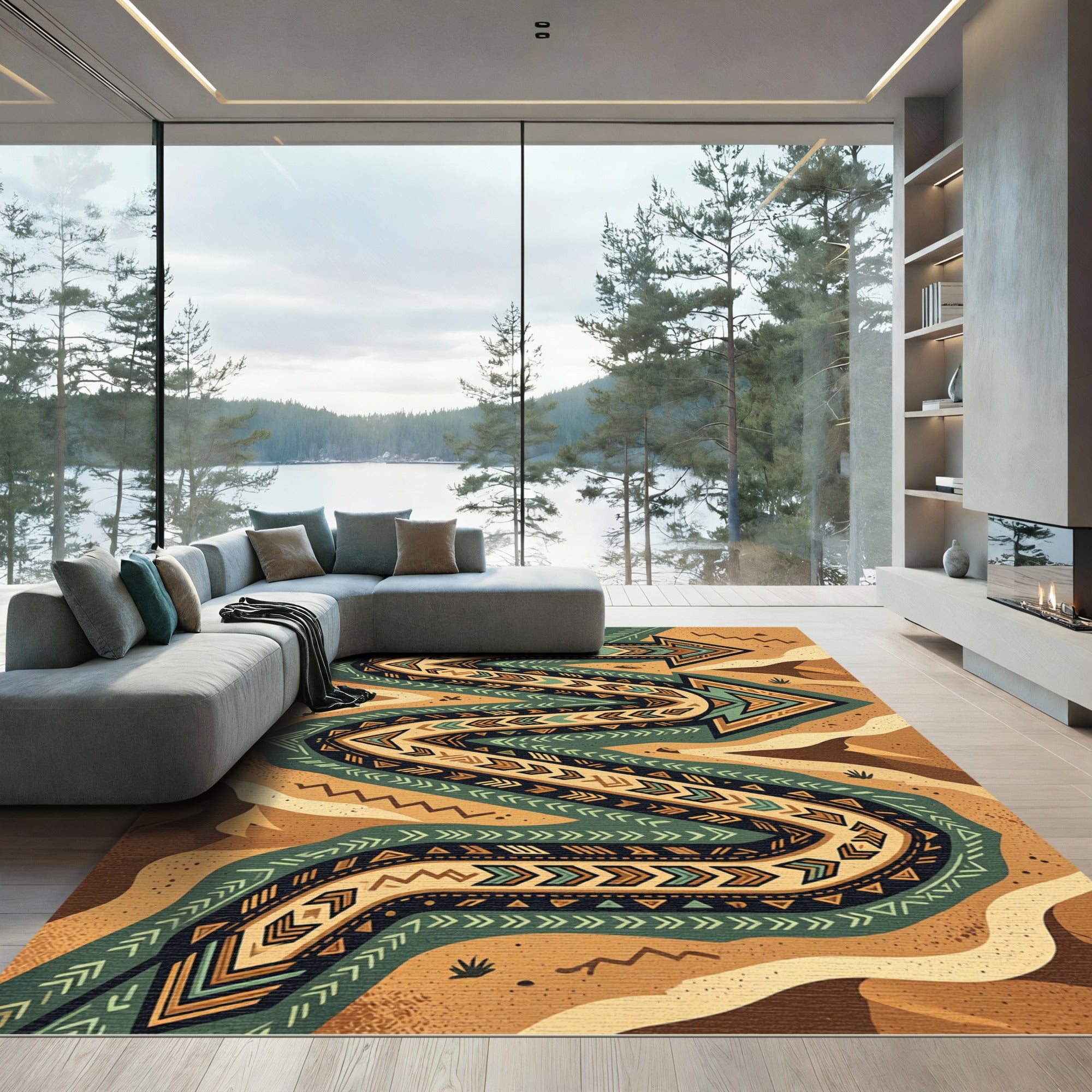 Geometric Earthy Arrow Zigzag Rug