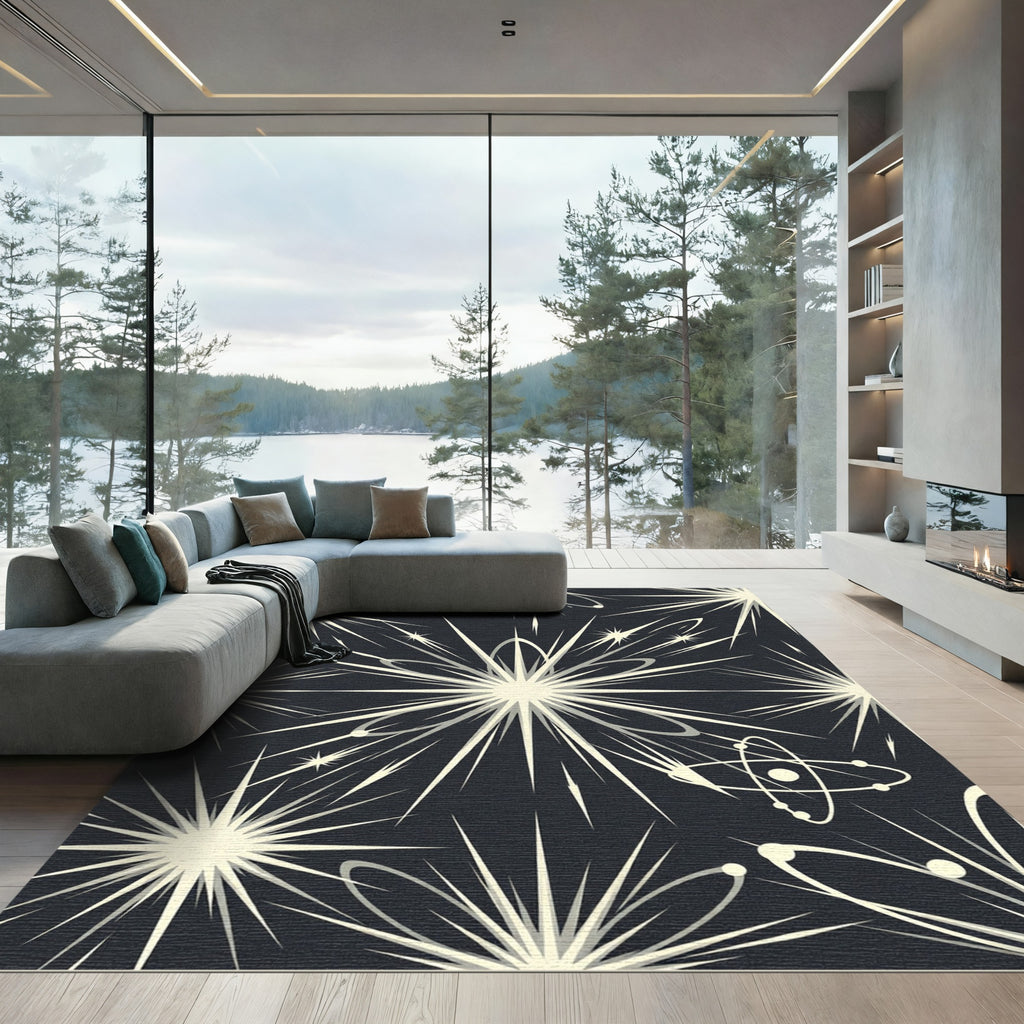 Retro Starburst Atomic Orbit Rug