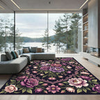 Vintage Rose Floral Medallion Rug