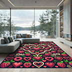Red Raspberry And Heart Garland Rug
