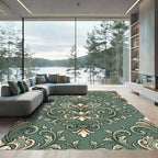 Emerald Green Baroque Floral Rug