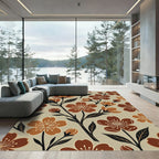 Brown Floral Botanical Earth Tone Rug