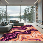 Vibrant Pink Orange Swirl Marbled Rug