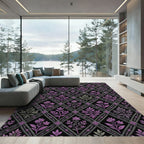 Violet Floral Trellis Diamond Lattice Rug