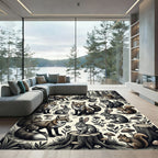 Whimsical Woodland Creatures Forest Sketch Rug