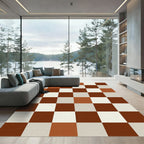 Earthy Tones Checkerboard Square Rug