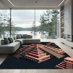 Isometric Golden Aztec Pyramid Geometric Rug