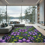 Lush Purple Clematis Botanical Trellis Rug