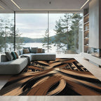 Abstract Bronze Swirl Industrial Area Rug