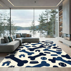 Playful Navy Bone and Dog House Rug