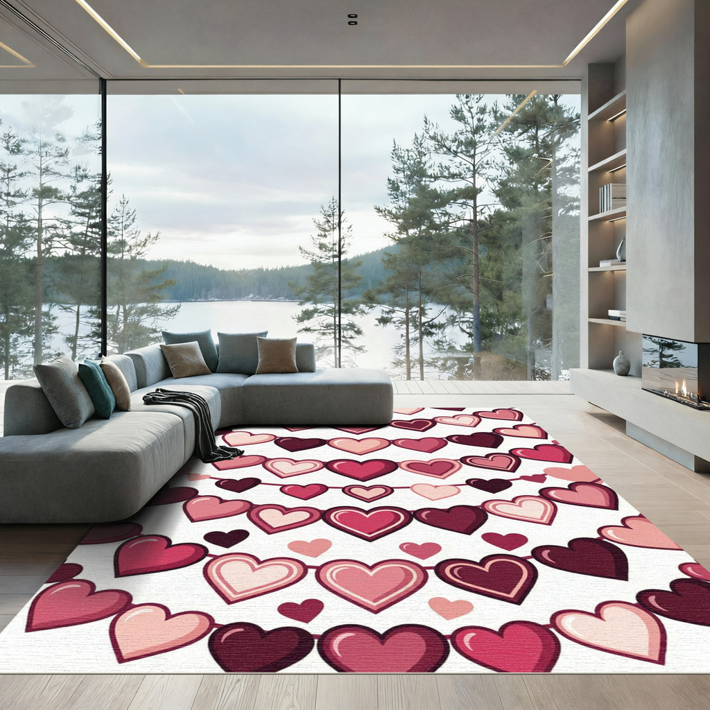 Whimsical Heart Garland Pink Rug