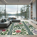 Green Iron Lattice Rose Lavender Trellis Rug