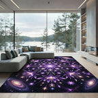 Purple Floral Galaxy Mandala Rug