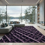 Plum Geometric Interlocked Lattice Rug