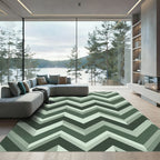 Modern Sage Chevron Zigzag Geometric Rug