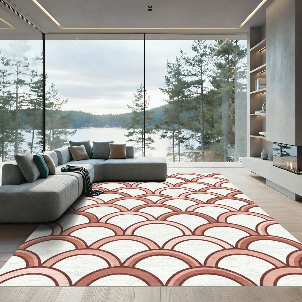 Terracotta Arched Scallop Geometric Rug