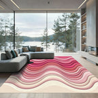Abstract Wavy Pink Gradient Curves Rug