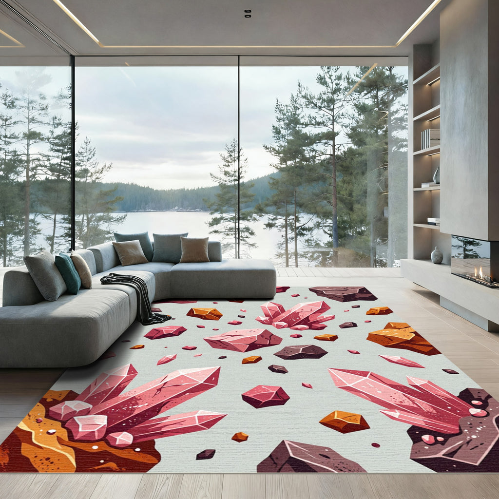 Floating Rose Quartz Geode Mineral Fragment Rug