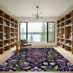 Floral Damask Plum Botanical Garden Rug
