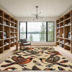 Earthy Sparrow Feather Flight Illustration Rug