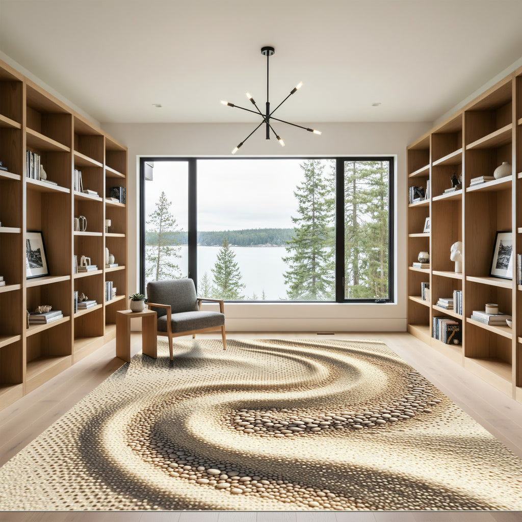 Textured Cream Pebble Swirl Rug