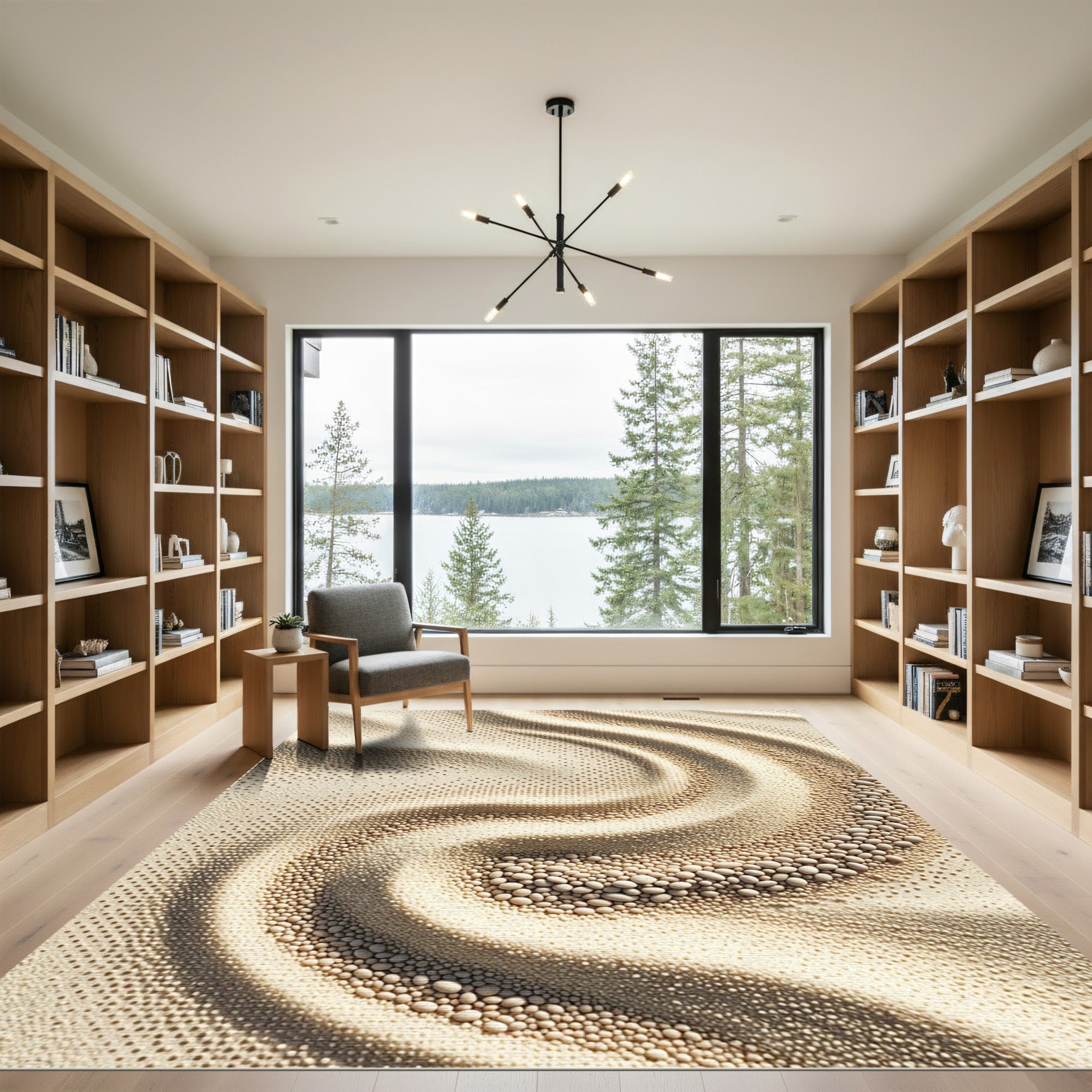 Textured Cream Pebble Swirl Rug