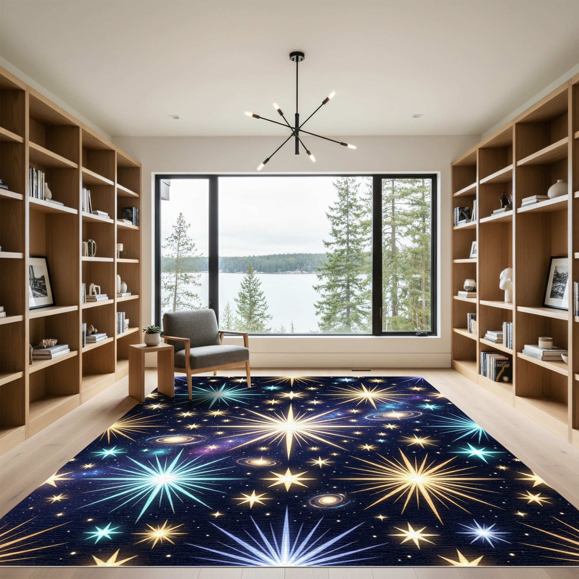 Cosmic Starburst Galaxy Neon Night Rug