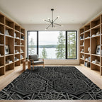 Monochromatic Geometric Star Mandala Rug