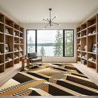Golden Escher Inspired Staircase Illusion Rug