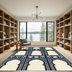 Navy Golden Arch Lattice Mosaic Rug