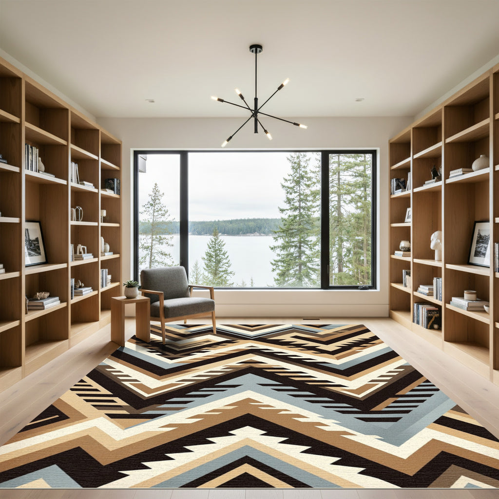 Earth Tones Geometric Chevron Rug