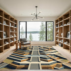 Monochrome Tiered Steps Maze Rug
