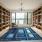 Deep Blue Wood Panel Geometric Rug