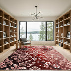 Crimson Red Floral Damask Branch Rug