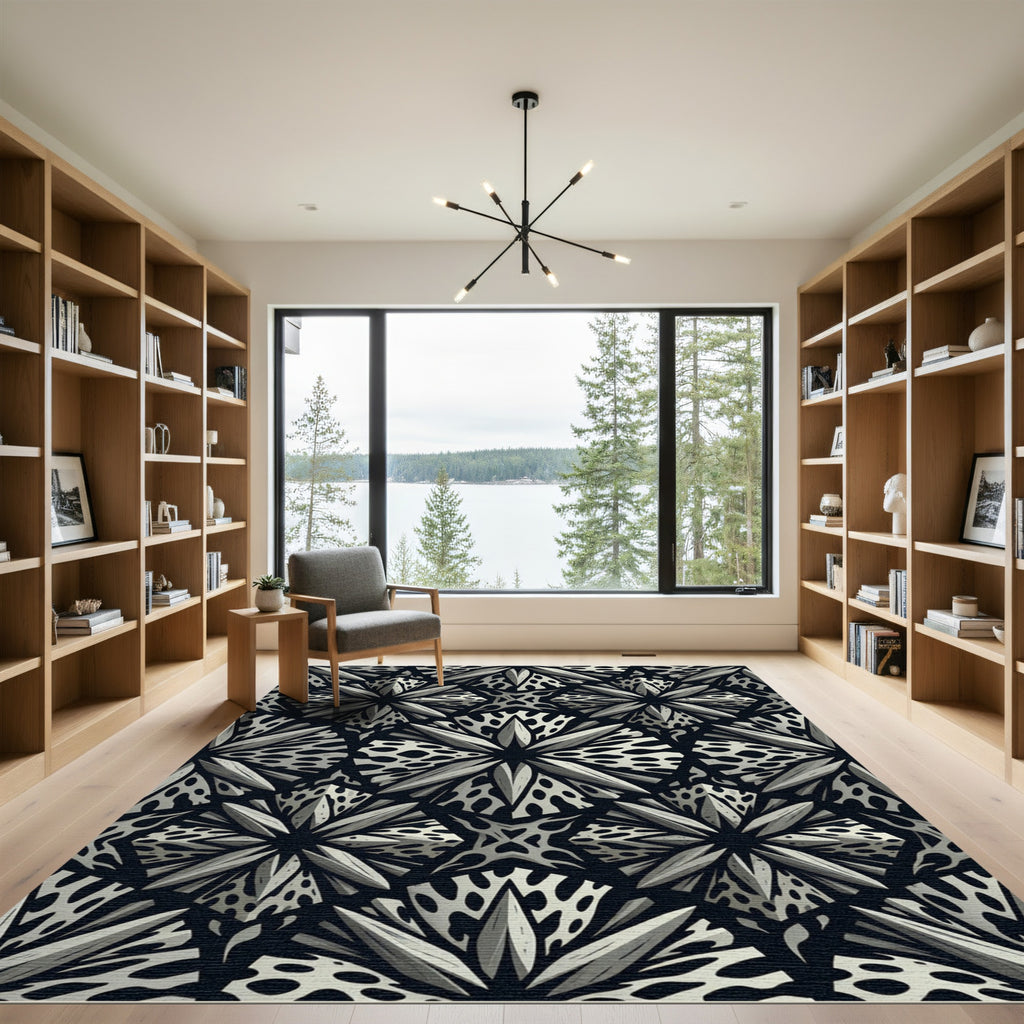 Monochromatic 3D Starburst Geometric Rug