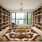 Autumnal Floral Ornate Baroque Frame Rug