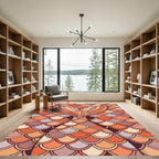 Art Deco Mermaid Scale Coral Tail Rug