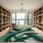 Deep Emerald Strokes Abstract Rug