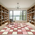 Checkerboard Pink Cream Tones Rug