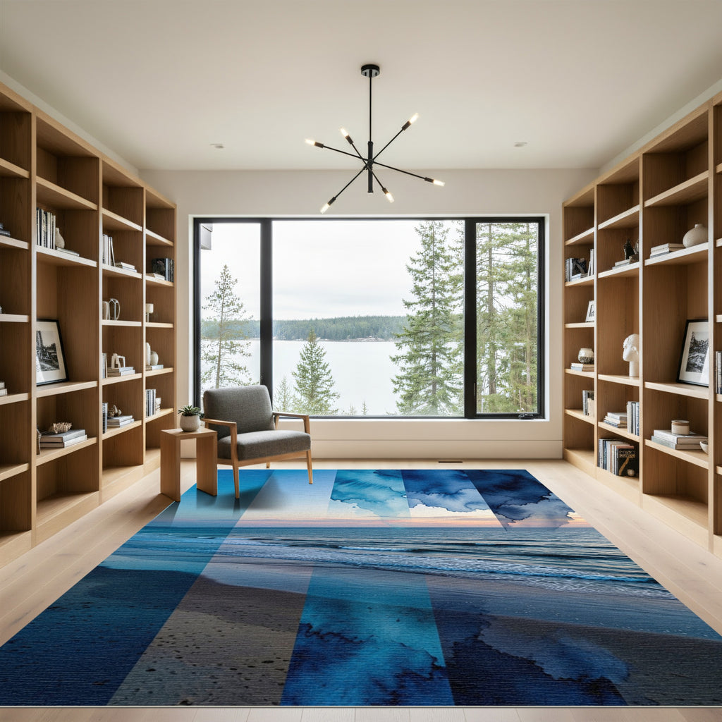 Gradient Indigo Wash Beach Abstract Rug