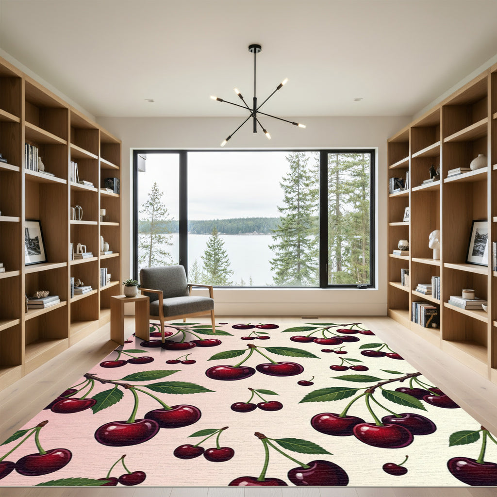 Artistic Deep Red Cherry Harvest Rug