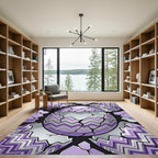 Cracked Lavender Zigzag Geometric Egg Rug
