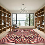 Art Deco Gold Peach Fanburst Rug