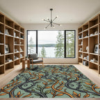 Sage Green Intertwining Vine Leaf Rug