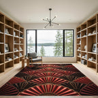 Red Brown Art Deco Fan Rug