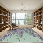Elegant Cascading Wisteria Lavender Botanical Rug