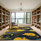 Golden Mouse Silhouette Dark Contrasting Art Rug