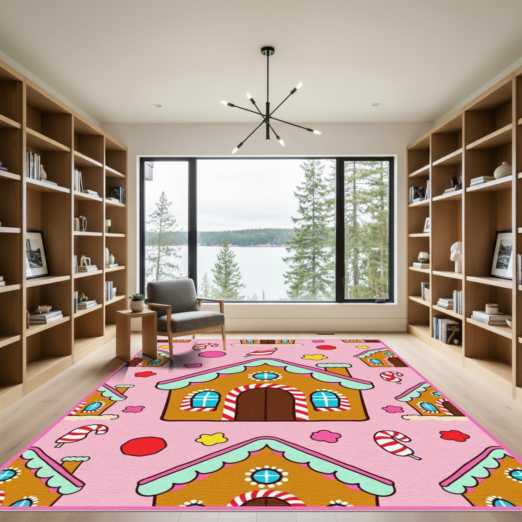 Whimsical Gingerbread Cottage Candy Pattern Rug