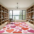 Charming Pink Red Heart Collage Rug